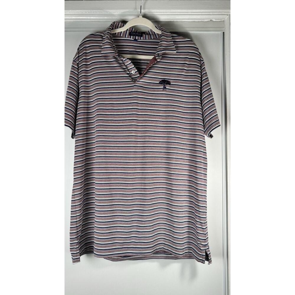 PETER MILLAR Crown Crafted Soft Cotton Men’s Polo Golf Shirt RedNavy Striped XL